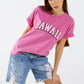 Camiseta hawaiana con efecto lavado en fucsia