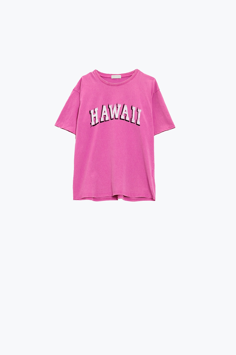 Camiseta hawaiana con efecto lavado en fucsia