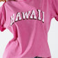 Camiseta hawaiana con efecto lavado en fucsia