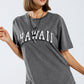 Q2 Washed Effect Hawaii T-Shirt In Grey