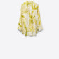 Q2 Watercolor Print Button-Down Blouse in Yellow