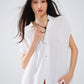 Q2 White Button Up Blouse With Polo Collar