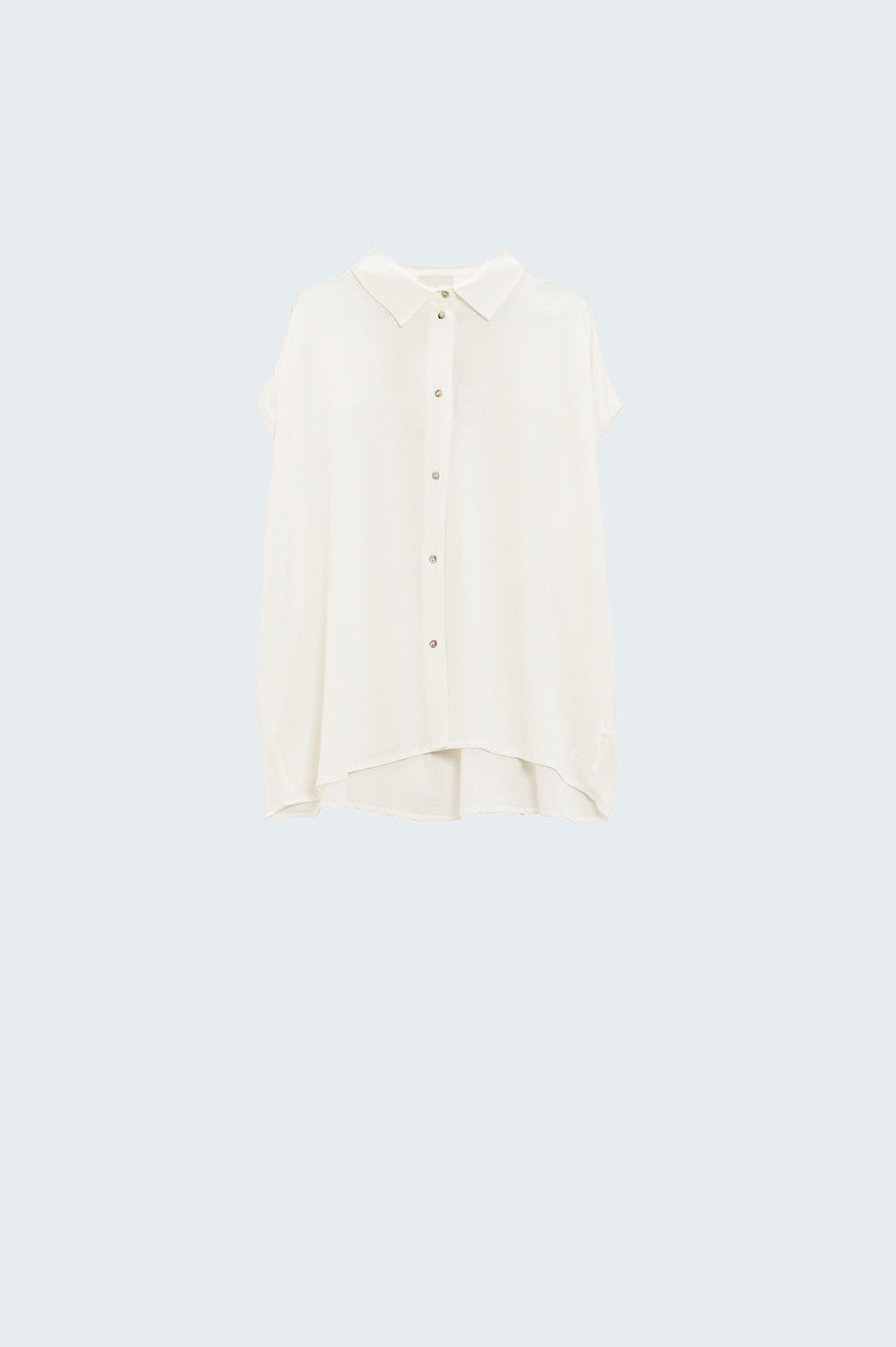 White Button Up Blouse With Polo Collar