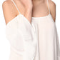 White cold shoulder top with frill trims