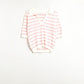 White Crop knitted polo Top with Pink Stripes