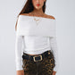 Q2 White fine knit sweater with wide boat neck