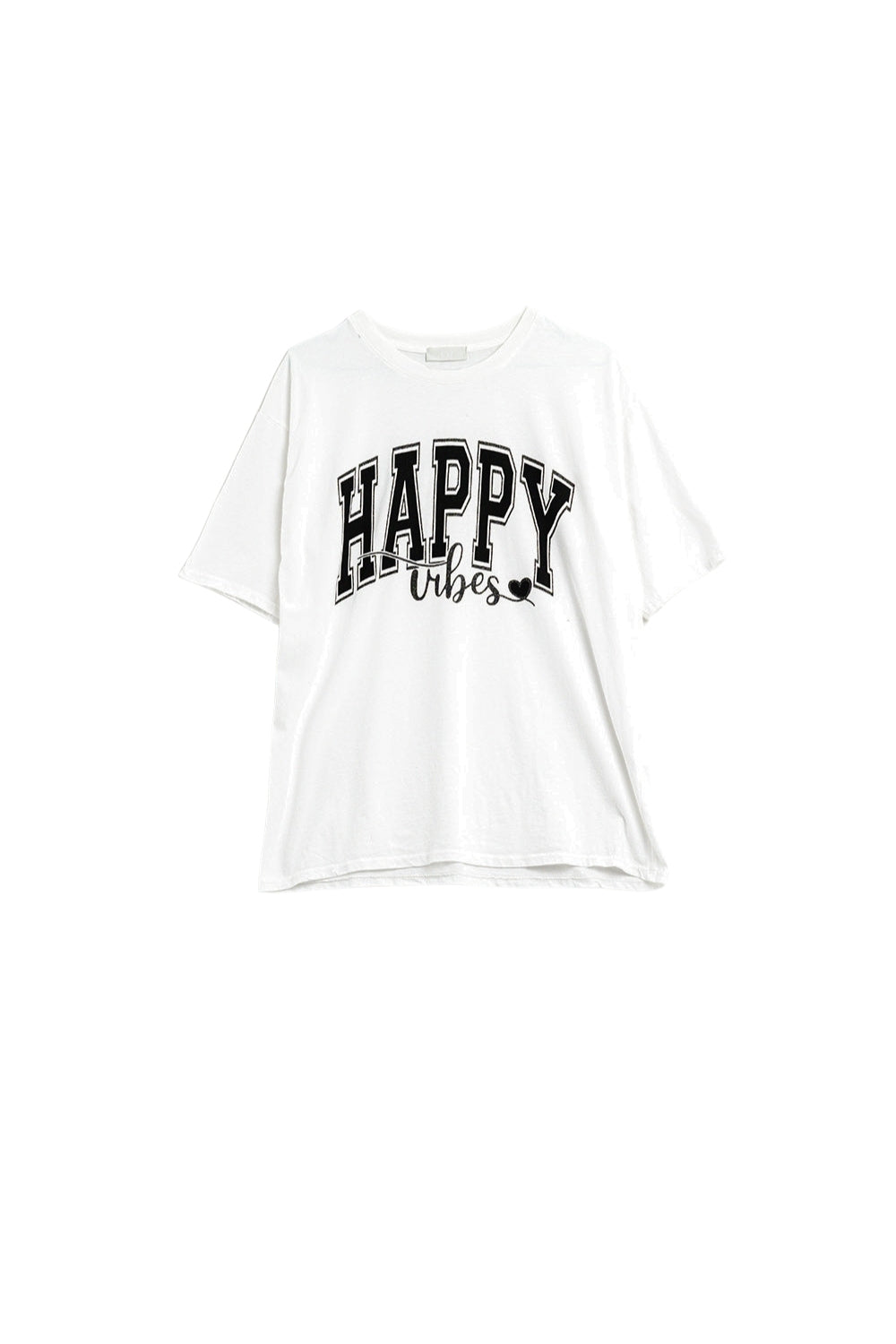 White Happy Vibes Graphic Relaxed T-Shirt