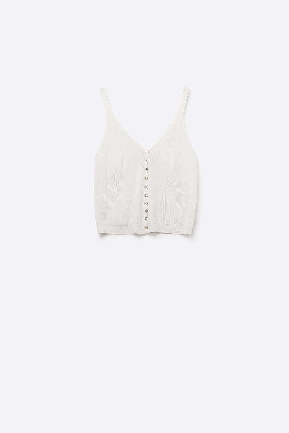 Q2 White Knit Buttoned Crop Top