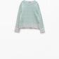 White long sleeves sweater with light green stripes