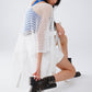 Q2 White Open Cardigan With Fringe Ends and 3/4 sleeves