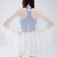 White Open Cardigan With Fringe Ends and 3/4 sleeves