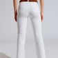 White Skinny Flared Jeans With Front Pocket Detail