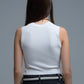 White Sleeveless Ribbed knitted Top