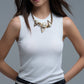 White Sleeveless Ribbed knitted Top