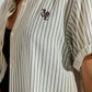 Q2 White Striped Blouse With Love Logo On Chest