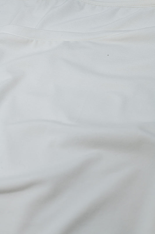 white T-shirt made of fine stretch fabric with a boat neck