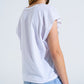 White T-Shirt With Black Text At The Front and Trim at The Neck