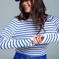 Q2 white thin sweater with blue stripes