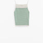 White top with green stripes and thin straps