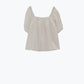 White Top With Square Neckline And Short Sleeves