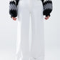 Q2 white wide leg high rise Pants