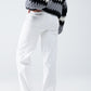 white wide leg high rise Pants