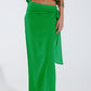 Q2 Wide green Pants Overlay Skirt Tied At The Side