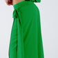 Wide green Pants Overlay Skirt Tied At The Side