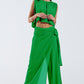 Wide green Pants Overlay Skirt Tied At The Side