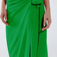 Wide green Pants Overlay Skirt Tied At The Side