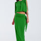 Wide green Pants Overlay Skirt Tied At The Side