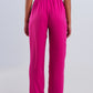 Wide leg belted pants in fuchsia