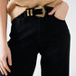 Wide leg black pants with leopard print at the bottom