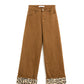 Q2 Wide leg camel pants with leopard print at the bottom