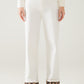 Q2 Wide leg cream pants with leopard print at the bottom