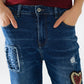 Wide leg jeans embellished with some patches