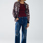 Wide leg jeans embellished with some patches