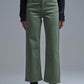 Q2 Wide leg jeans in khaki green