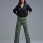 Wide leg jeans in khaki green