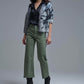 Wide leg jeans in khaki green