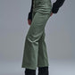 Wide leg jeans in khaki green