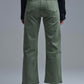 Wide leg jeans in khaki green