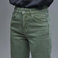 Wide leg jeans in khaki green
