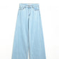 wide leg jeans in light wash with side seam