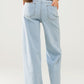 wide leg jeans in light wash with side seam