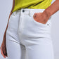 Jeans de pernera ancha en blanco