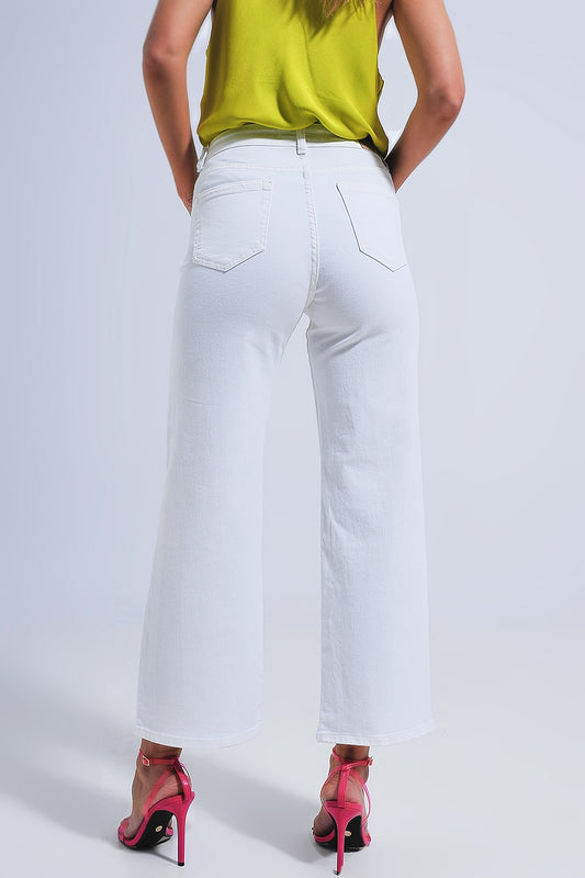 Jeans de pernera ancha en blanco