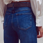 Wide Leg Jeans With Diamante Details on the Side in Mid Wash