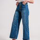 Wide leg jeans with exposed buttons