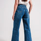 Wide leg jeans with exposed buttons